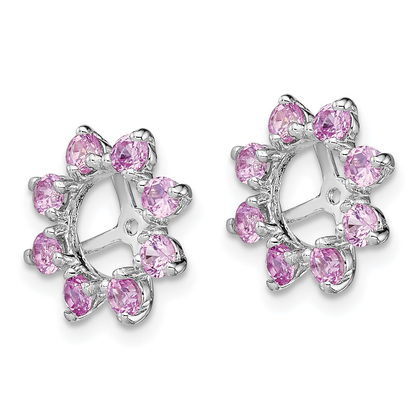 Sterling Silver Rhodium Created Pink Sapphire Earring Jacket