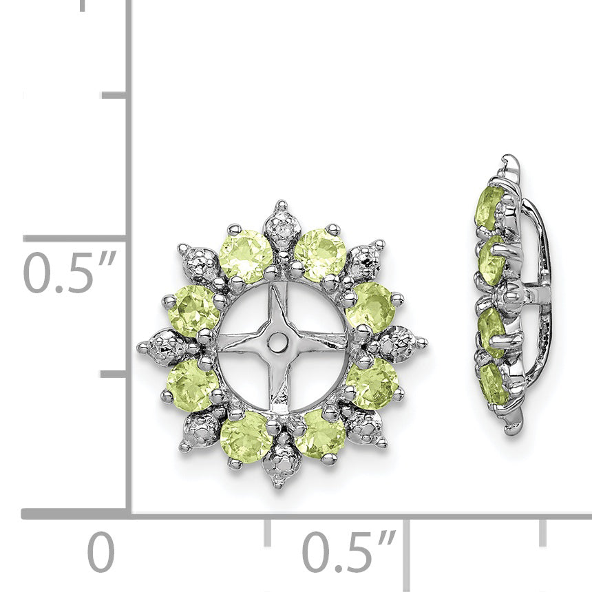 Sterling Silver Rhodium Diam. & Peridot Earring Jacket