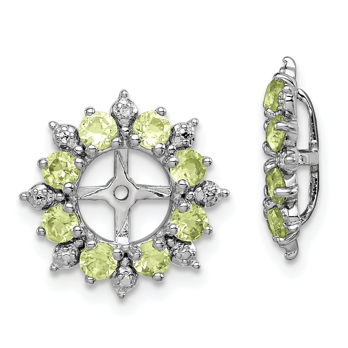 Sterling Silver Rhodium Diam. & Peridot Earring Jacket