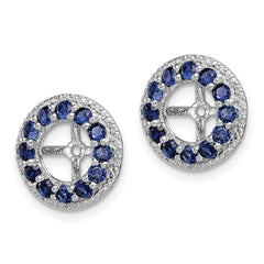 Sterling Silver Rhodium-Plated Sapphire Diamond Earring Jackets for Women