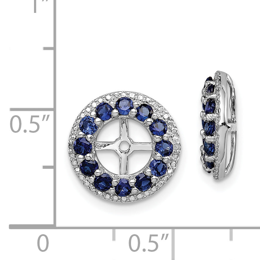 Sterling Silver Rhodium-Plated Sapphire Diamond Earring Jackets for Women