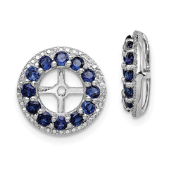 Sterling Silver Rhodium Diam. & Created Sapphire Earring Jacket