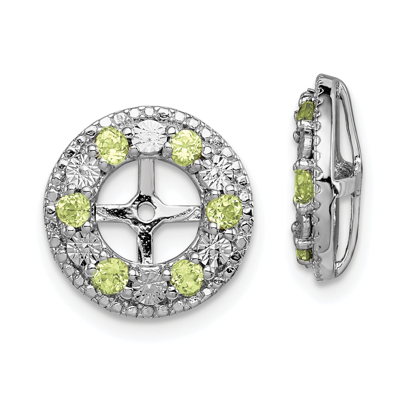 Sterling Silver Rhodium Peridot Earring Jacket