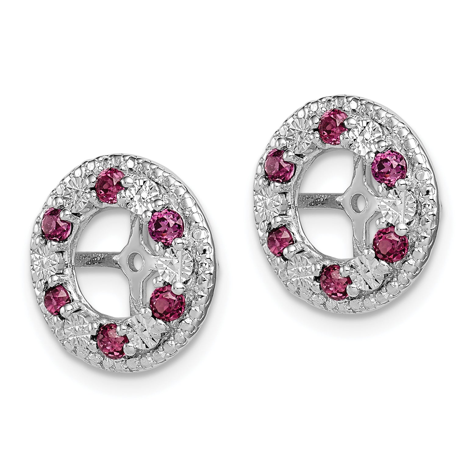 Sterling Silver Rhodium Rhodolite Garnet Earring Jacket