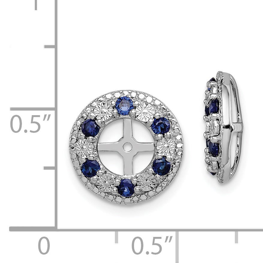 Sterling Silver Sapphire Earring Jackets with Rhodium Plated Finish