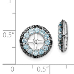 Sterling Silver Rhodium Swiss Blue Topaz & Black Sapphire Earring Jacket