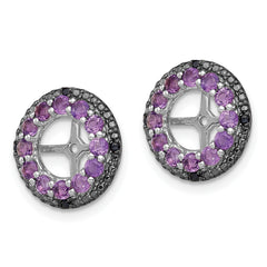 Sterling Silver Rhodium Amethyst & Black Sapphire Earring Jacket