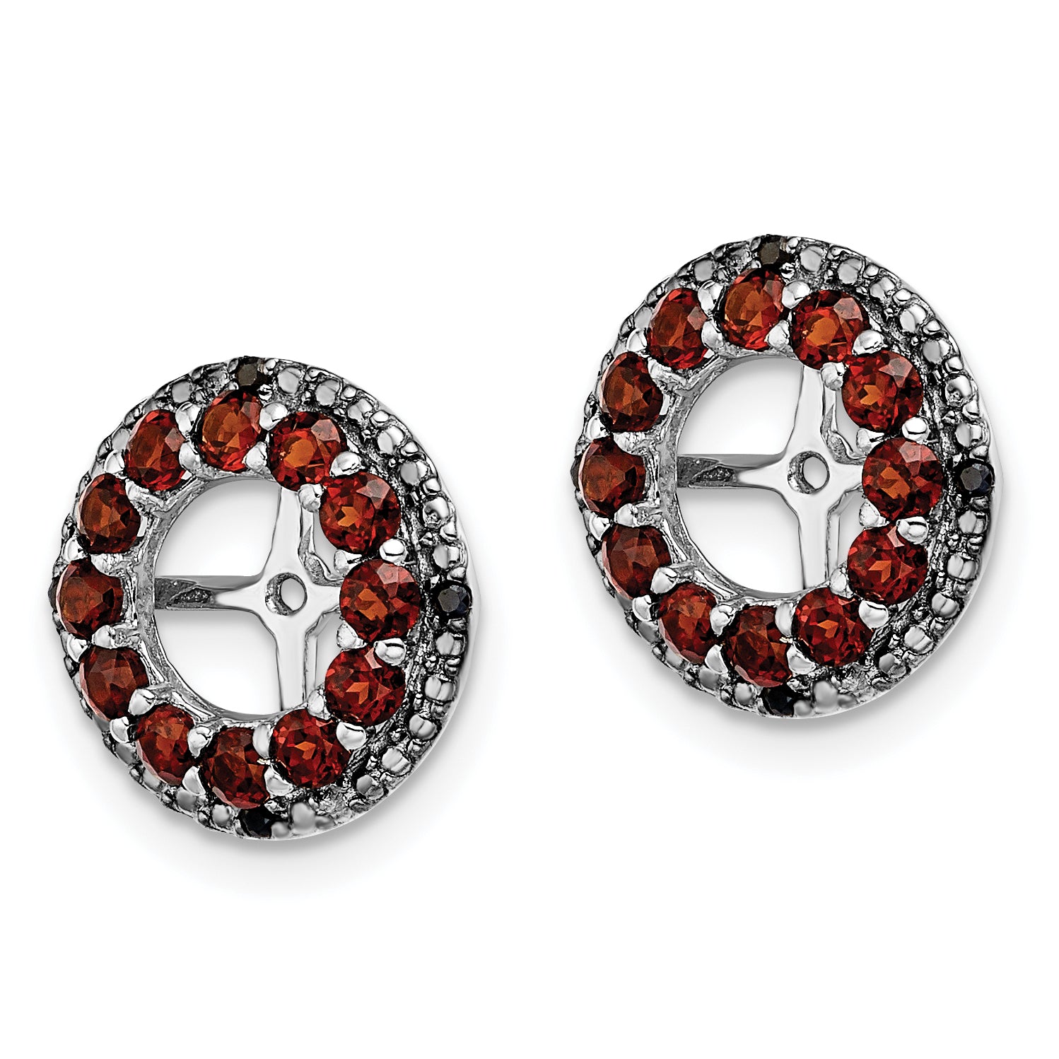 Sterling Silver Rhodium Garnet & Black Sapphire Earring Jacket