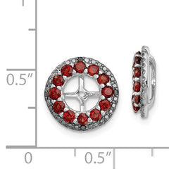 Sterling Silver Rhodium Garnet & Black Sapphire Earring Jacket