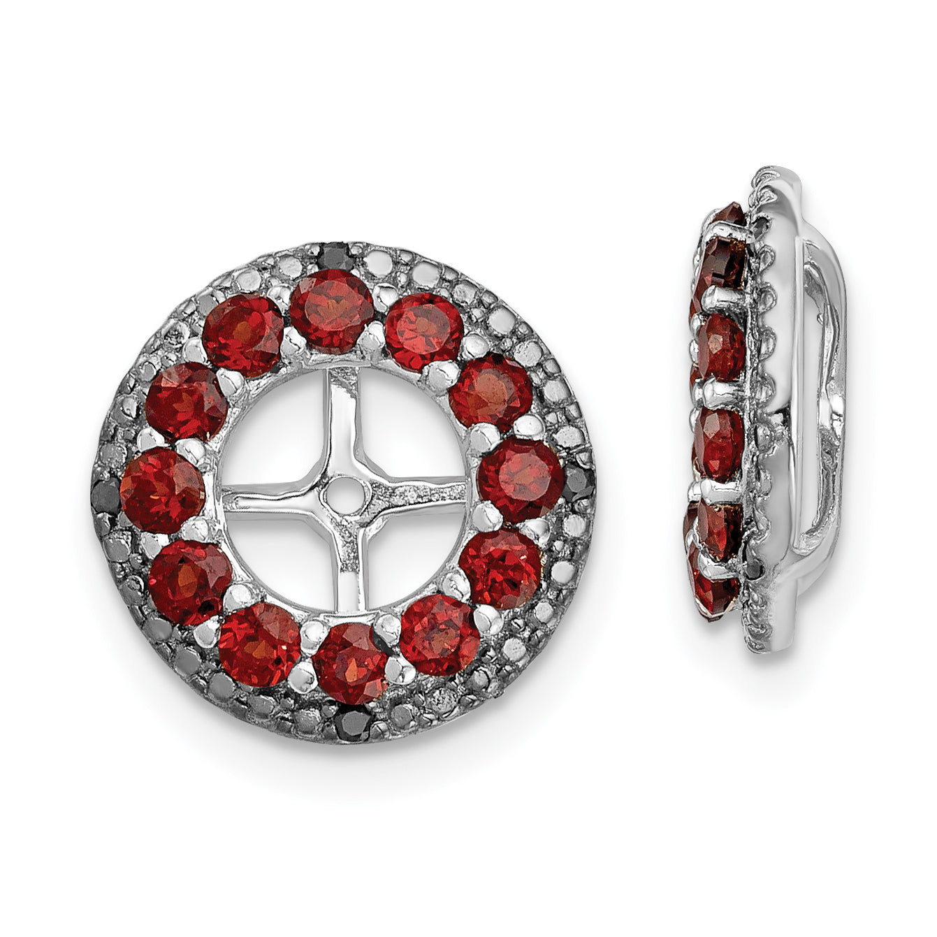 Sterling Silver Rhodium Garnet & Black Sapphire Earring Jacket