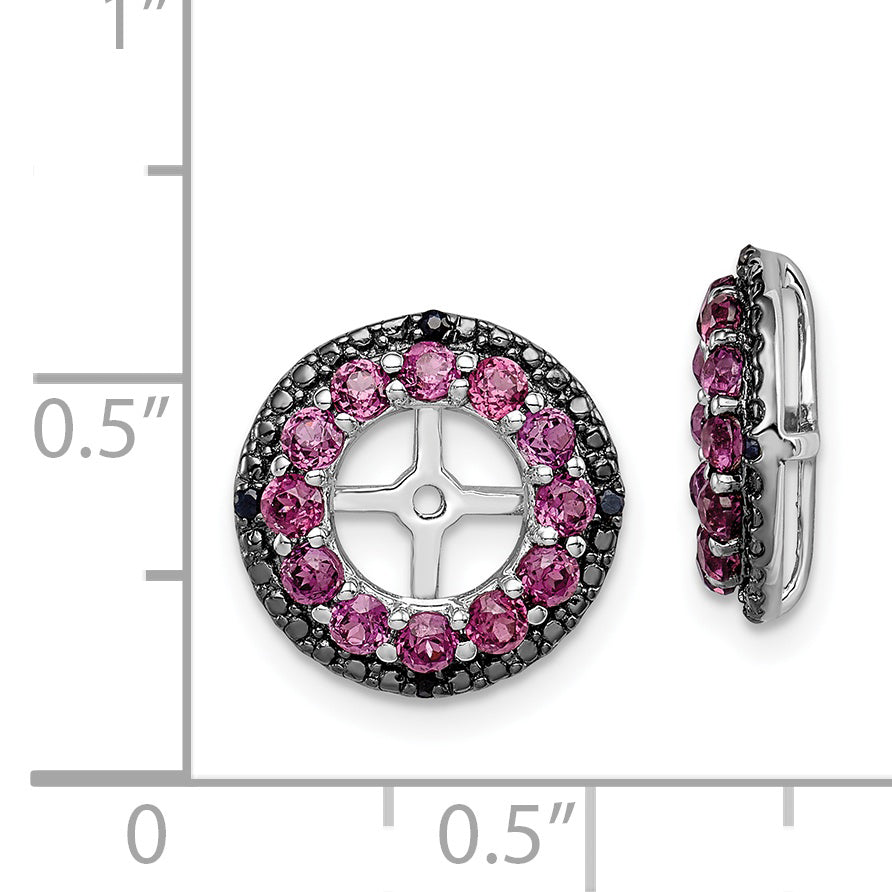 Sterling Silver Rhodium Rhodolite Garnet & Black Sapphire Earring Jacket