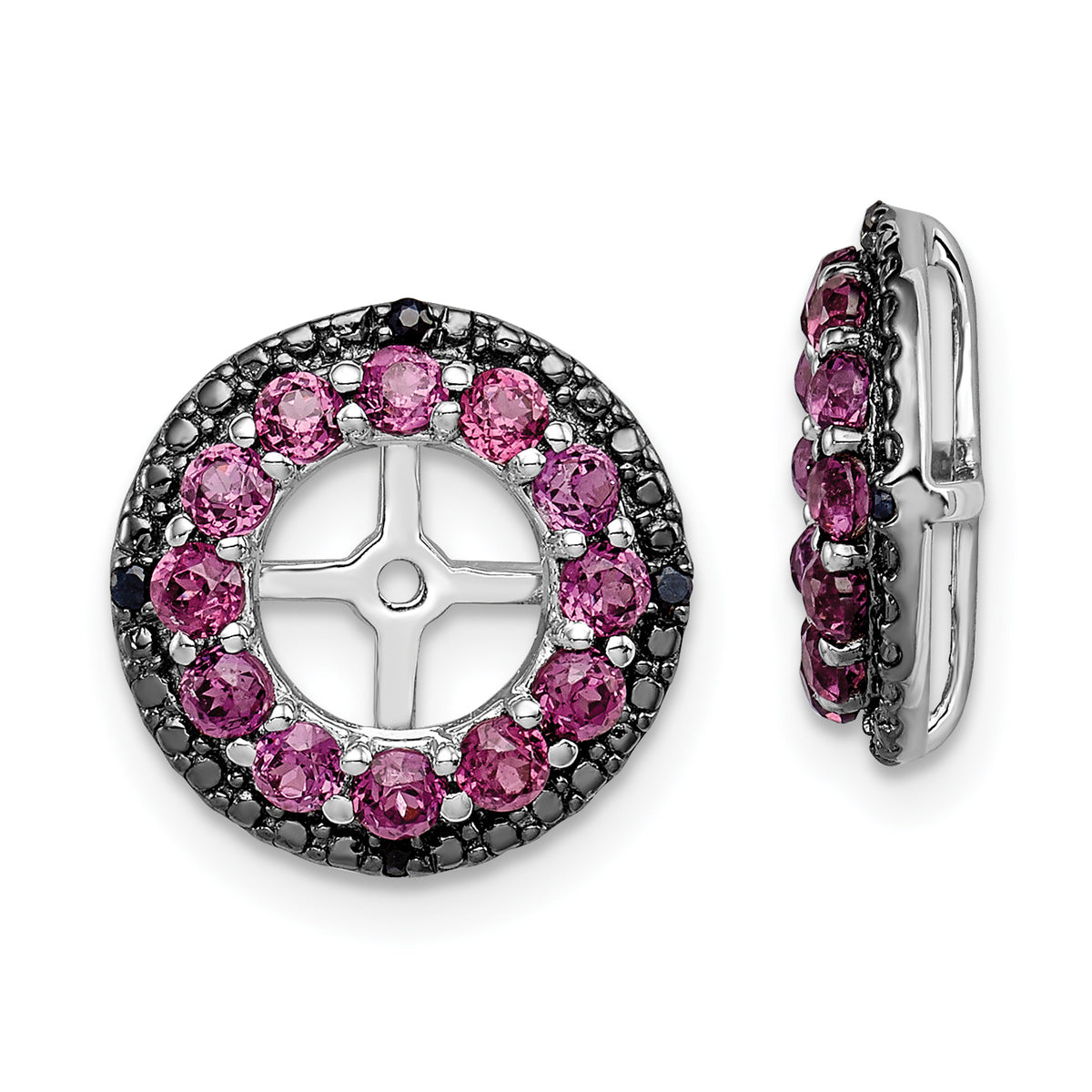 Sterling Silver Rhodium Rhodolite Garnet & Black Sapphire Earring Jacket