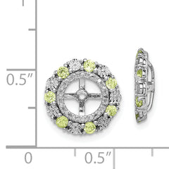 Sterling Silver Rhodium Peridot Earring Jackets for Elegant Women's Style