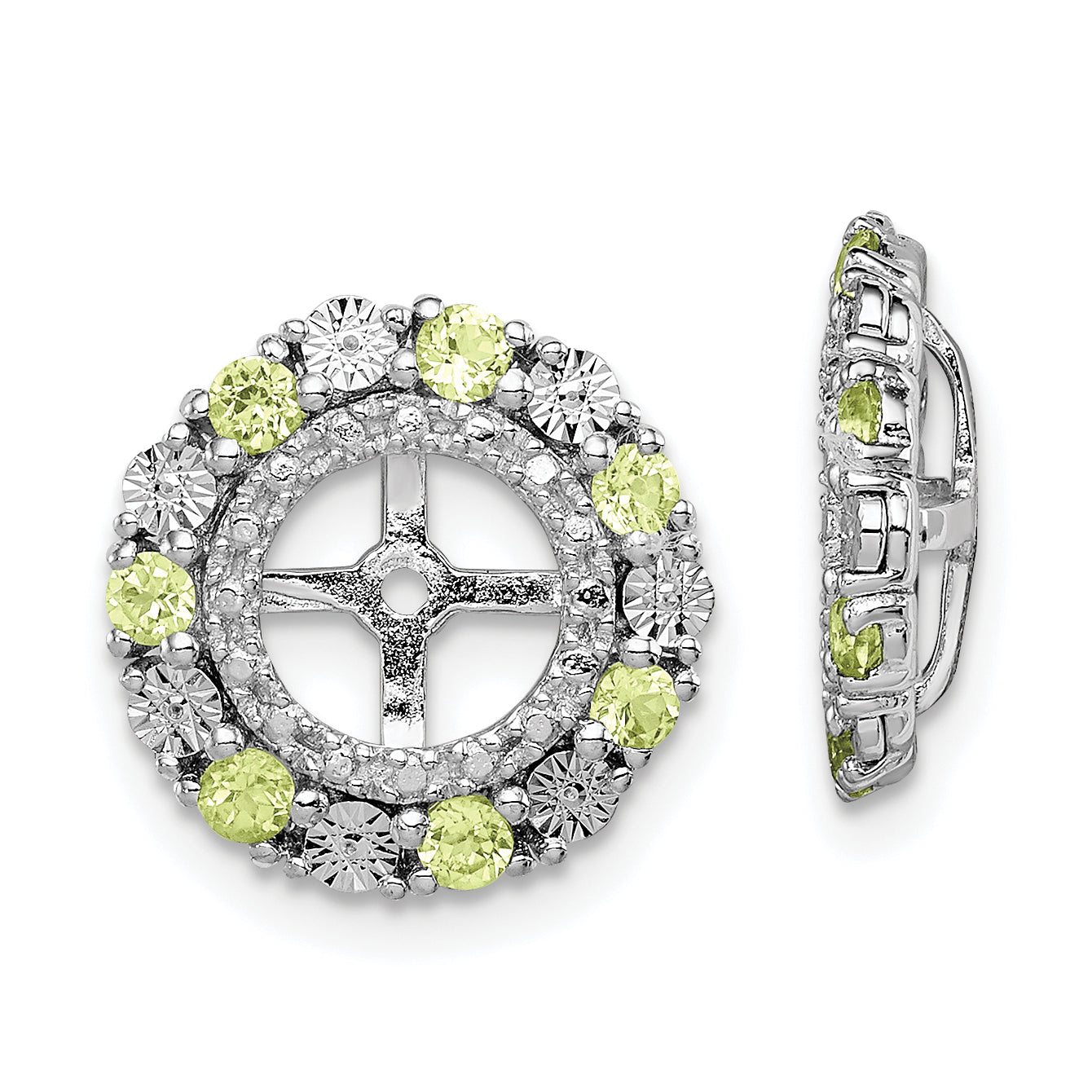 Sterling Silver Rhodium Peridot Earring Jacket