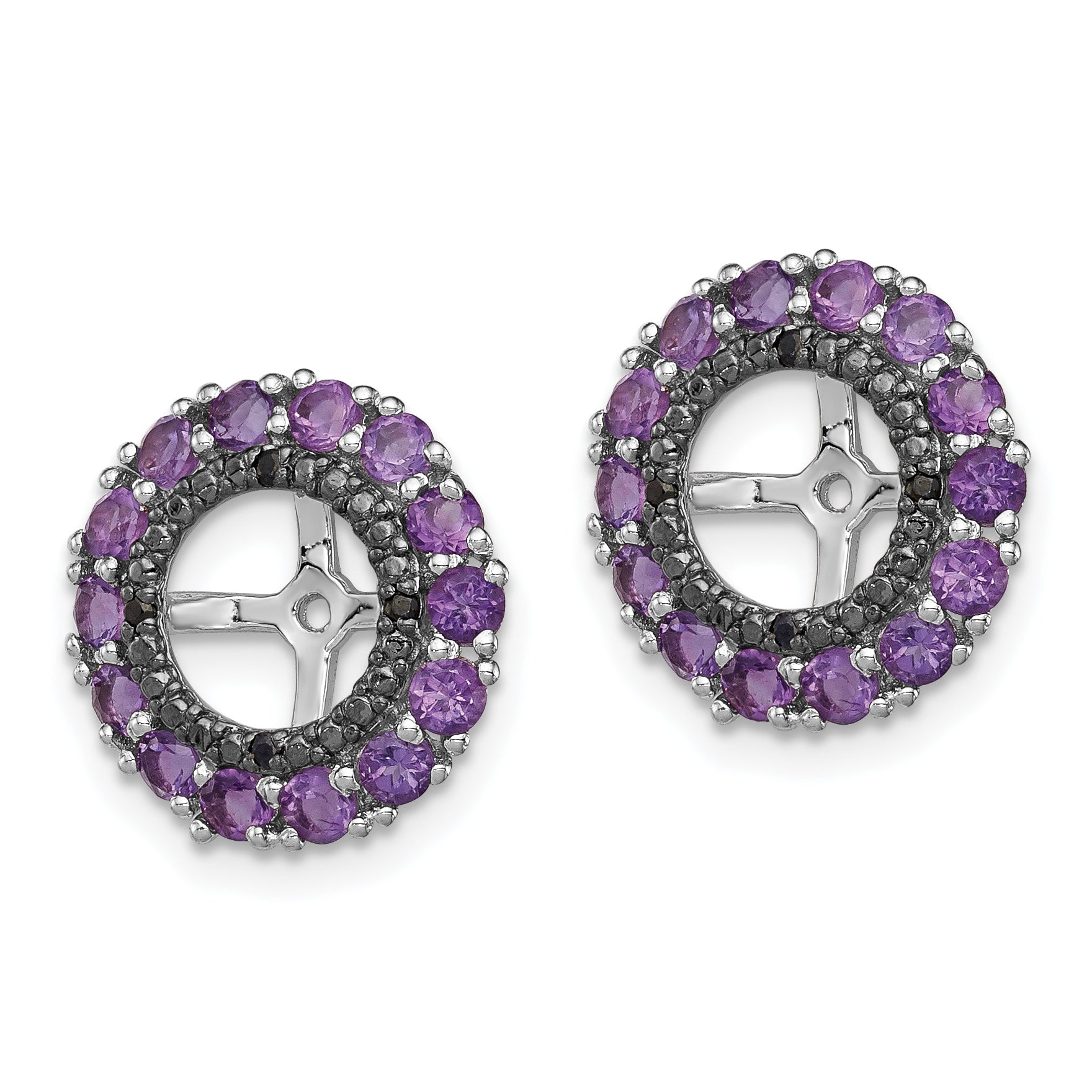 Sterling Silver Rhodium Amethyst & Black Sapphire Earring Jacket