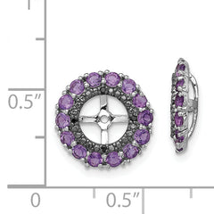 Sterling Silver Rhodium Amethyst & Black Sapphire Earring Jacket