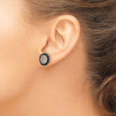 Sterling Silver Rhodium Diam. & Black Sapphire Earring Jacket