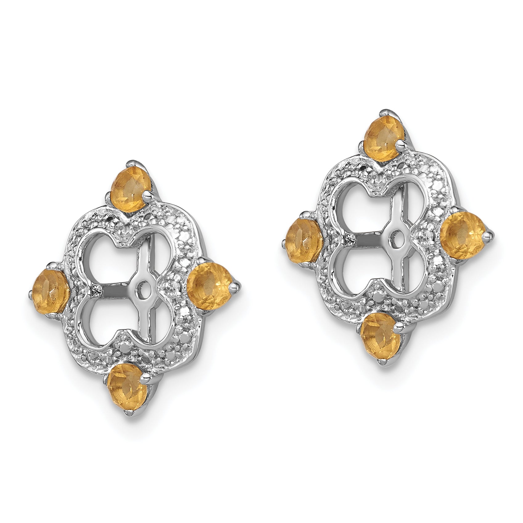 Sterling Silver Rhodium Diam. & Citrine Earring Jacket