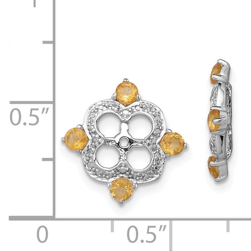 Sterling Silver Rhodium Diam. & Citrine Earring Jacket