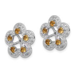 Sterling Silver Rhodium Diam. & Citrine Earring Jacket