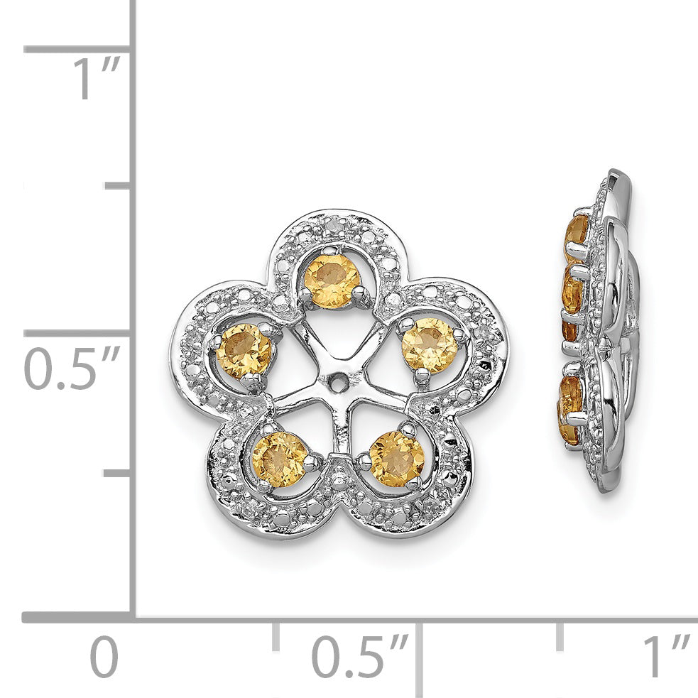 Sterling Silver Rhodium Diam. & Citrine Earring Jacket