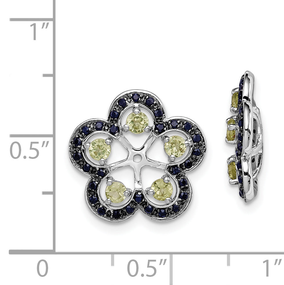 Sterling Silver Rhodium Peridot & Black Sapphire Earring Jacket