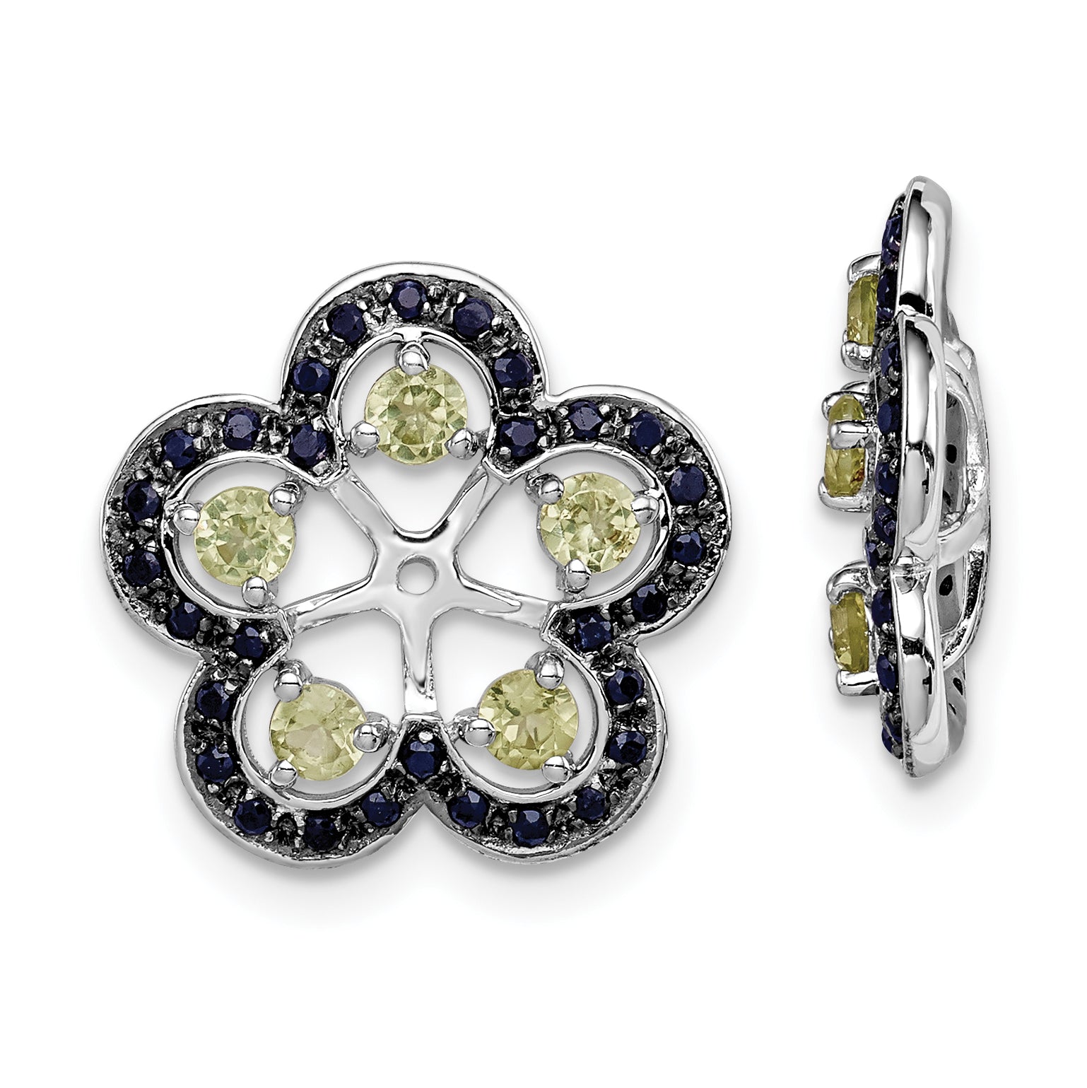 Sterling Silver Rhodium Peridot & Black Sapphire Earring Jacket