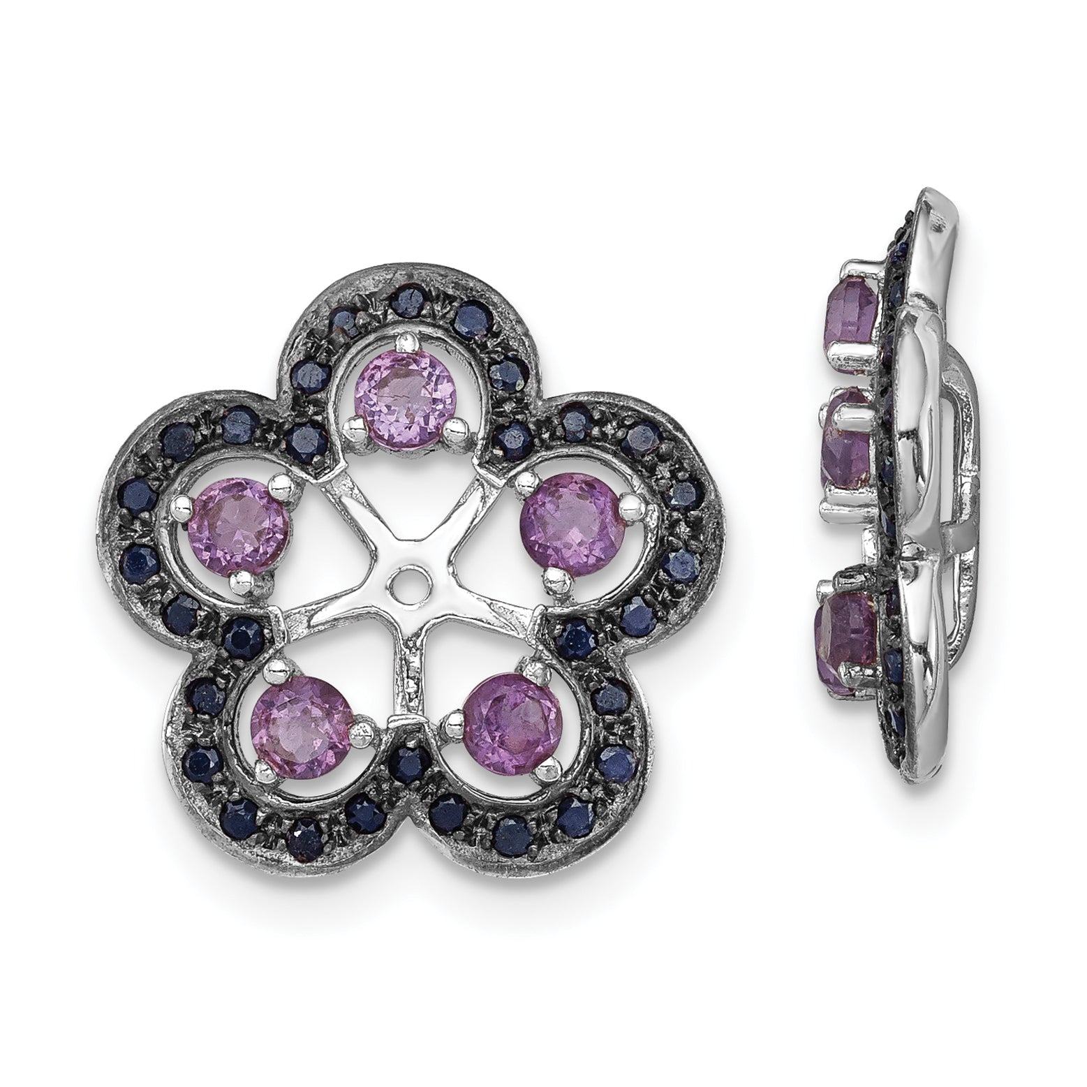 Sterling Silver Rhodium Amethyst & Black Sapphire Earring Jacket