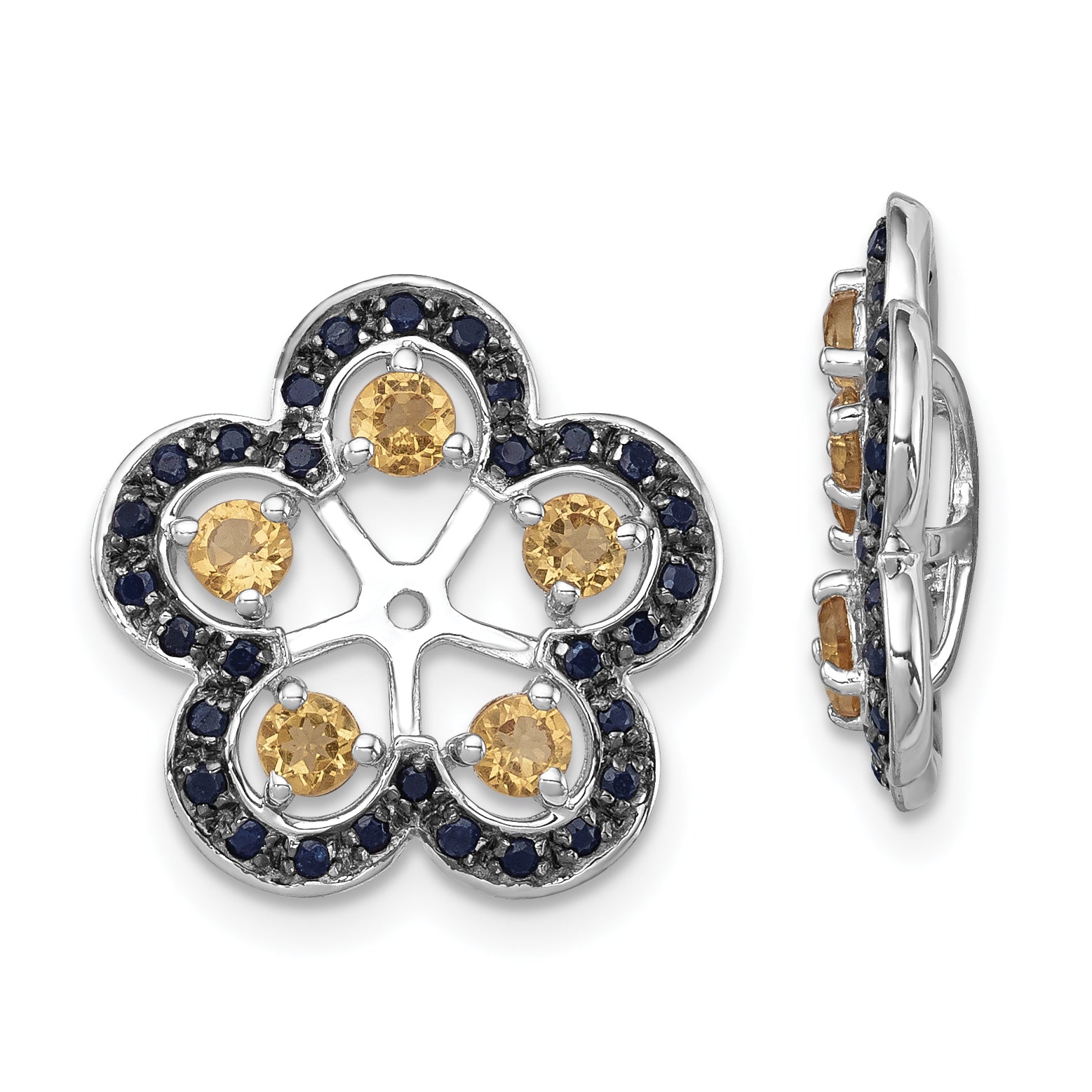 Sterling Silver Rhodium Citrine & Black Sapphire Earring Jacket