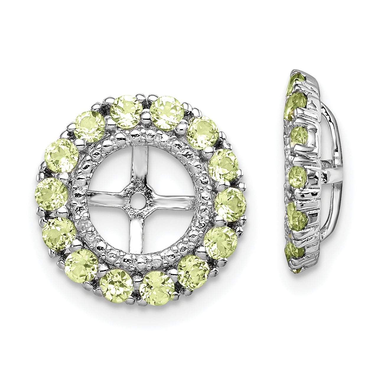 Sterling Silver Rhodium Diam. & Peridot Earring Jacket