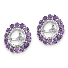 Sterling Silver Rhodium Diam. & Amethyst Earring Jacket