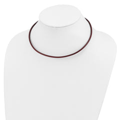 Sterling Silver Rhodium-plated 16inch Burgundy Leather Necklace