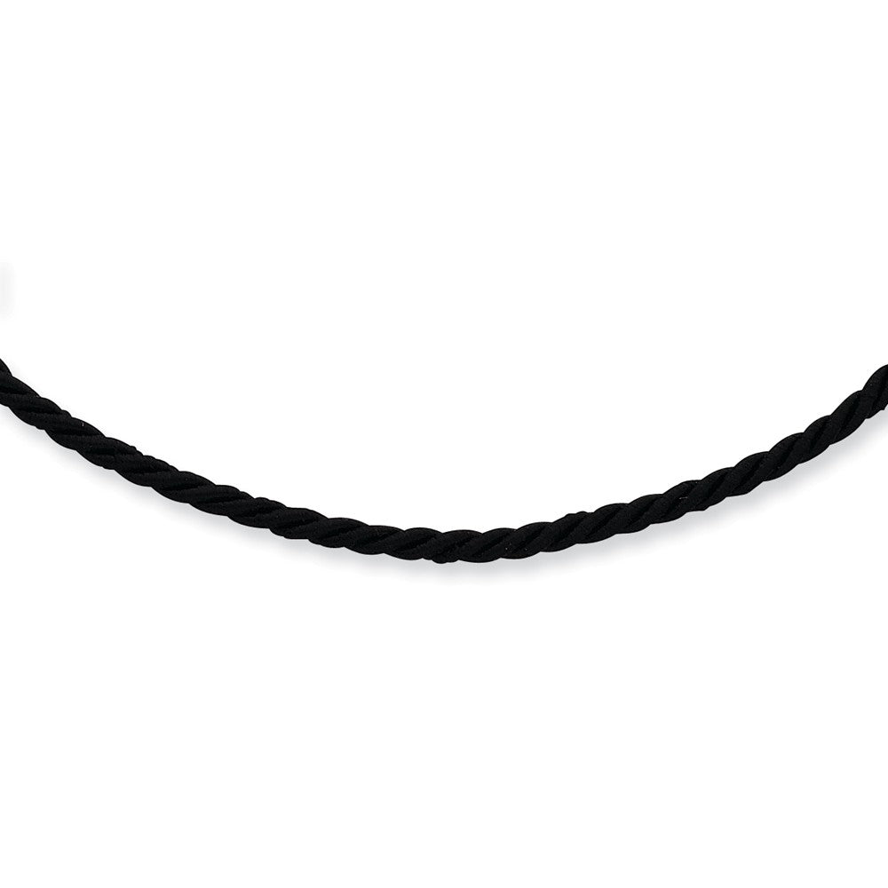 Sterling Silver Rhodium-plated 16inch Black Satin Cord Necklace