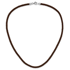 Sterling Silver Rhodium-plated 16inch Brown Satin Cord Necklace