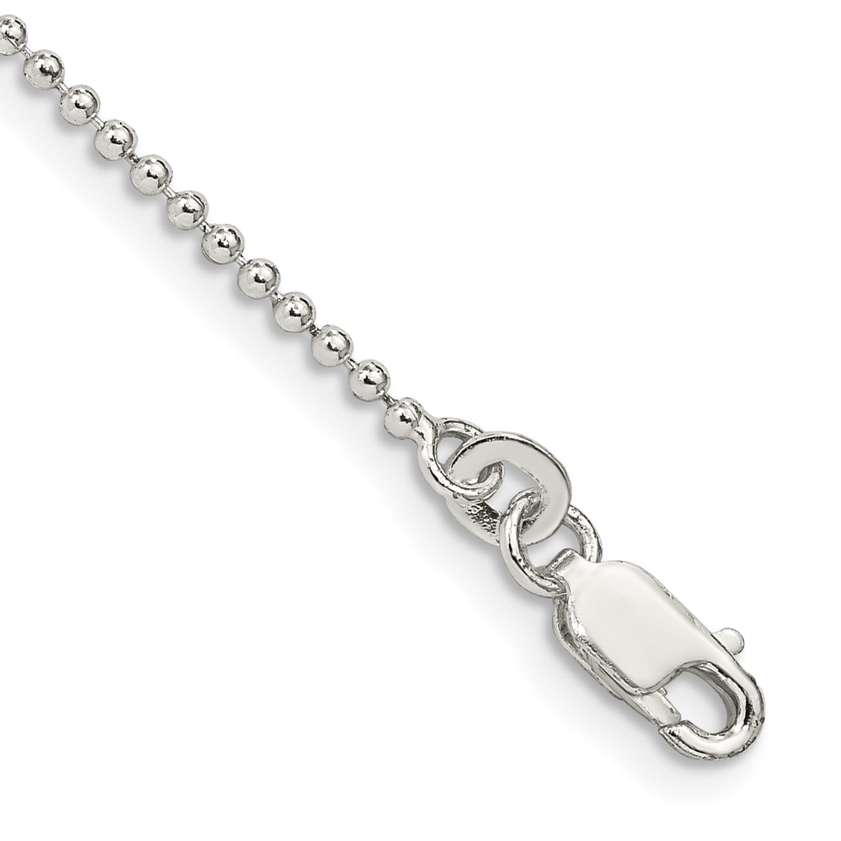 Sterling Silver 1.5mm Beaded Chain Anklet