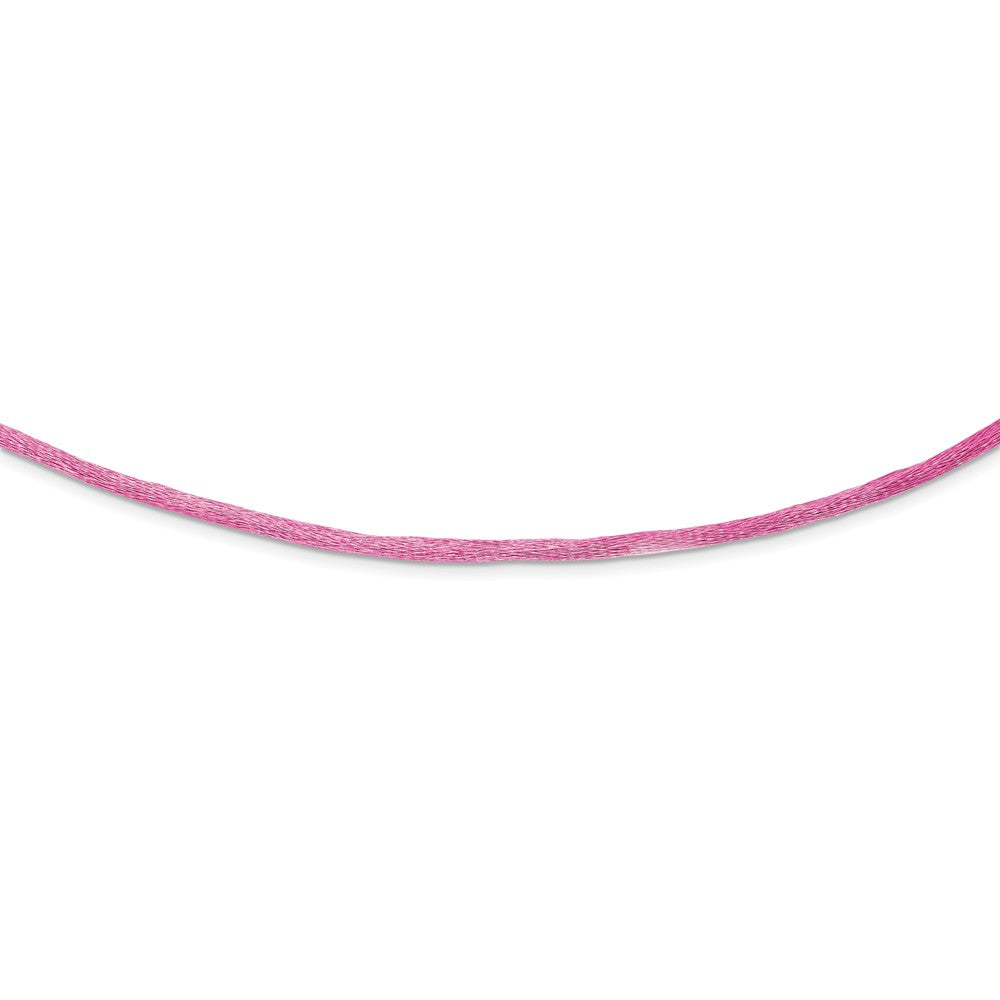 Sterling Silver 2mm Pink Satin Necklace