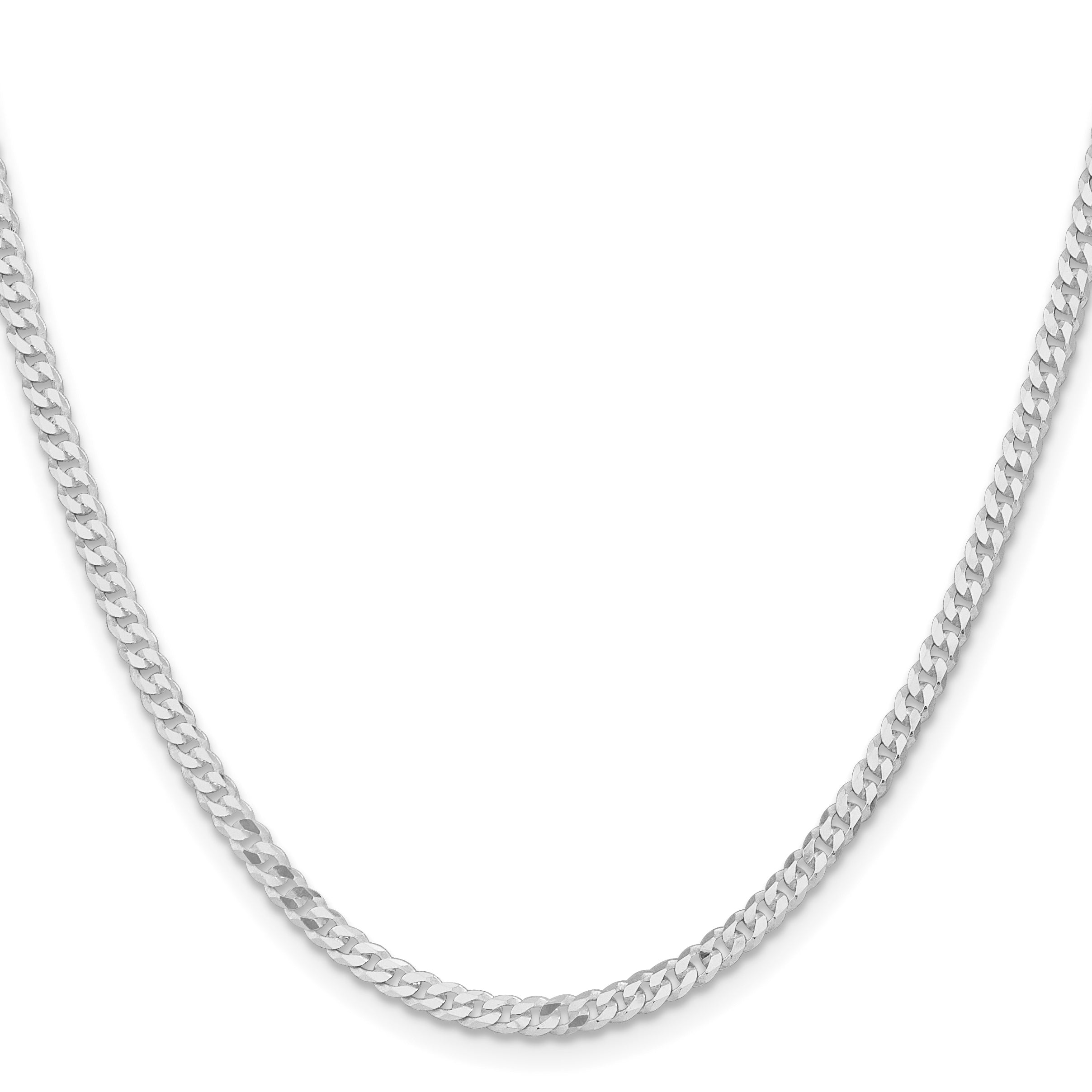 Sterling Silver Rhodium-plated 3.15mm Flat Curb Chain