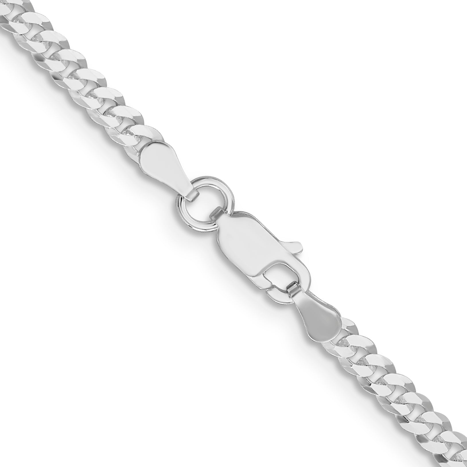 Sterling Silver Rhodium-plated 3.15mm Flat Curb Chain