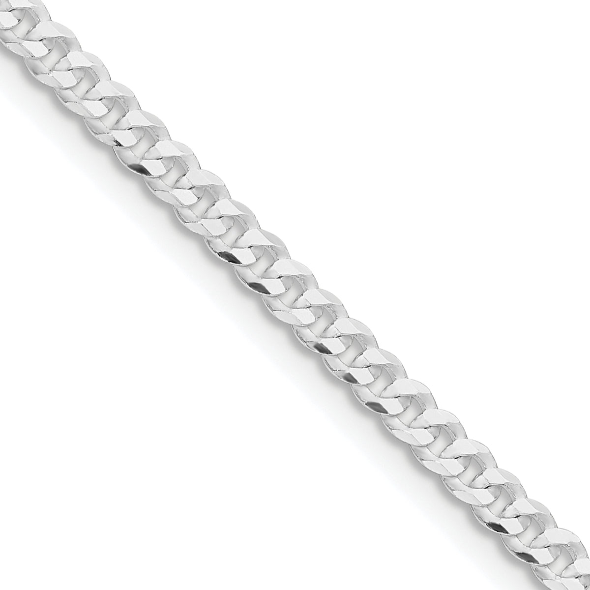 Sterling Silver Rhodium-plated 3.15mm Flat Curb Chain