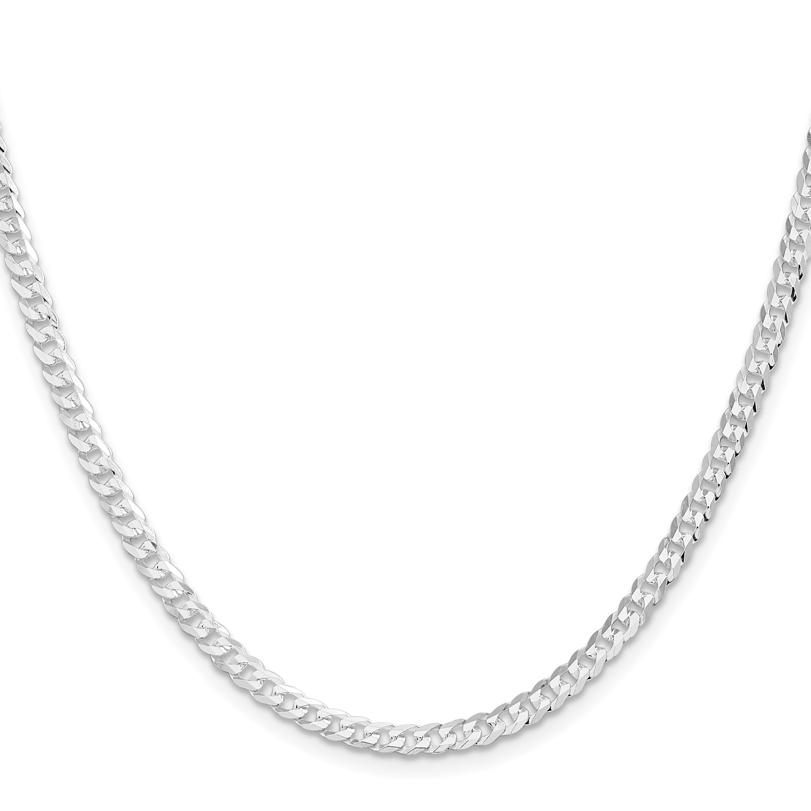 Sterling Silver Rhodium-plated 3.8mm Flat Curb Chain