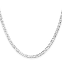 Sterling Silver Rhodium-plated 3.8mm Flat Curb Chain