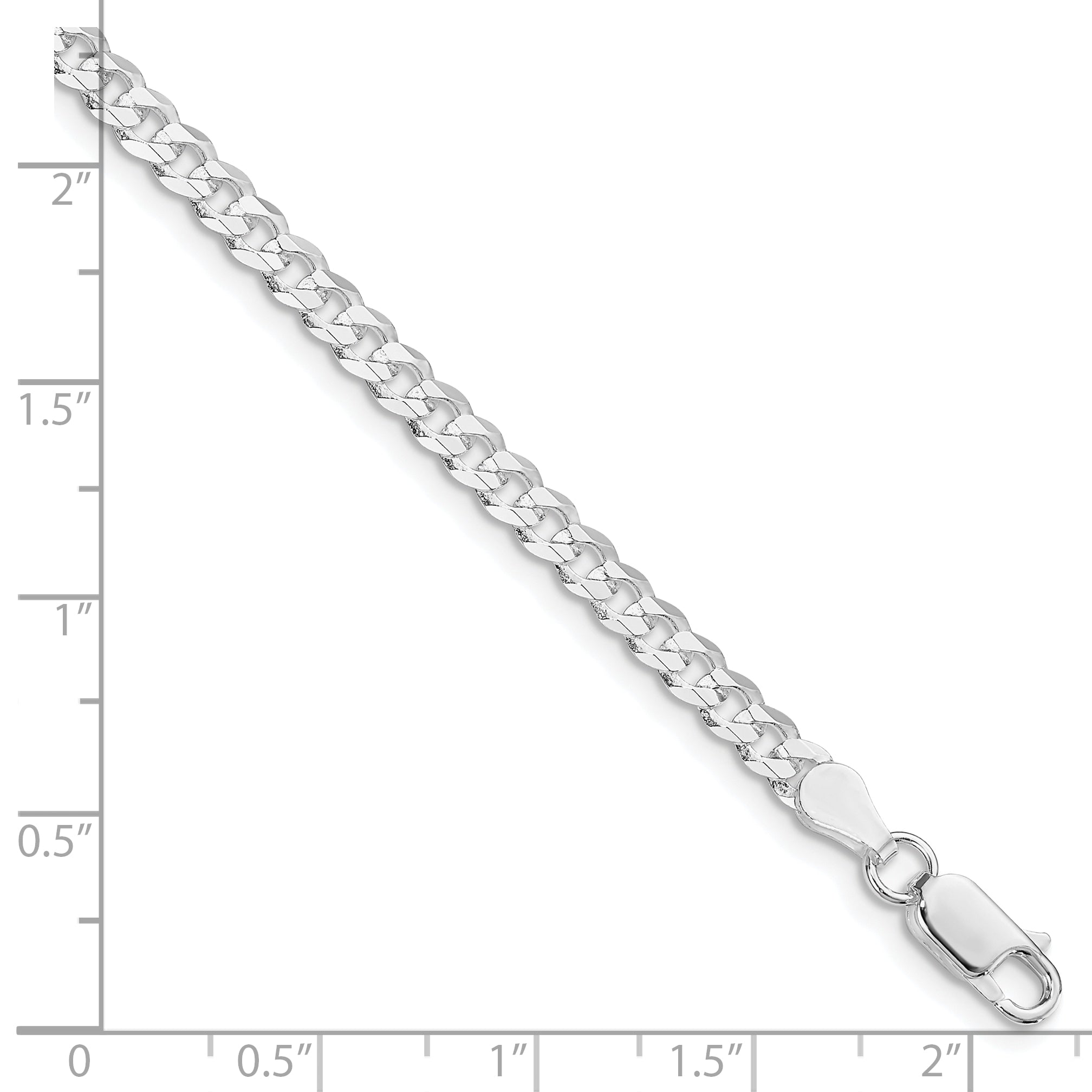 Sterling Silver Rhodium-plated 3.8mm Flat Curb Chain