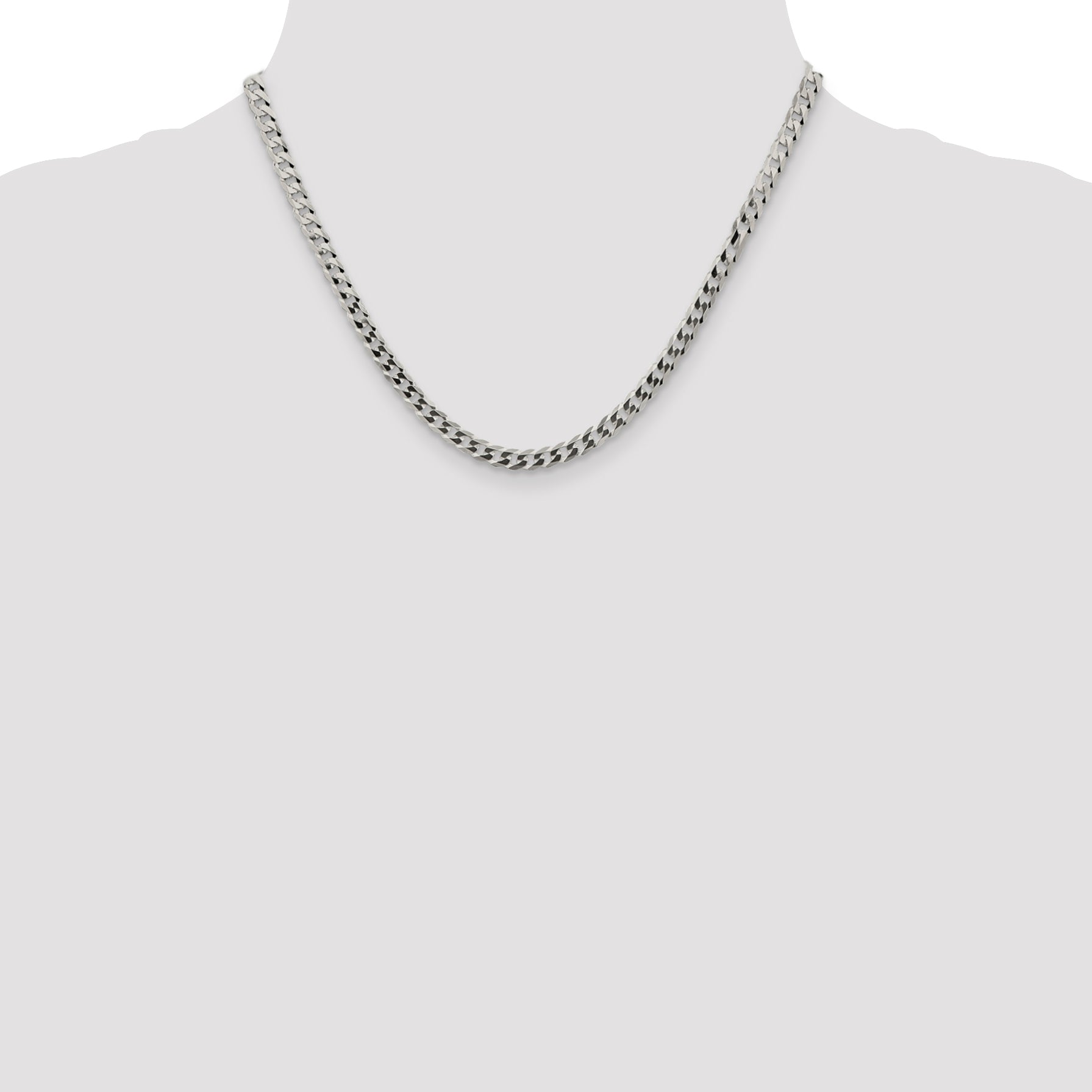 Sterling Silver 4.5mm Flat Curb Chain