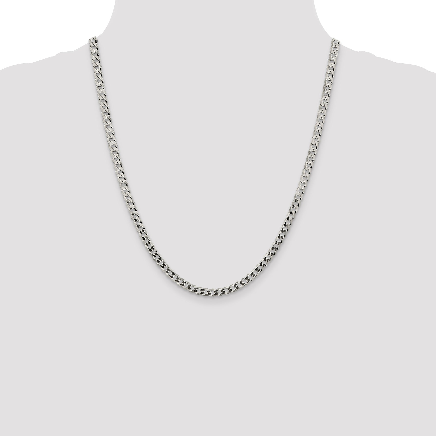 Sterling Silver 4.5mm Flat Curb Chain