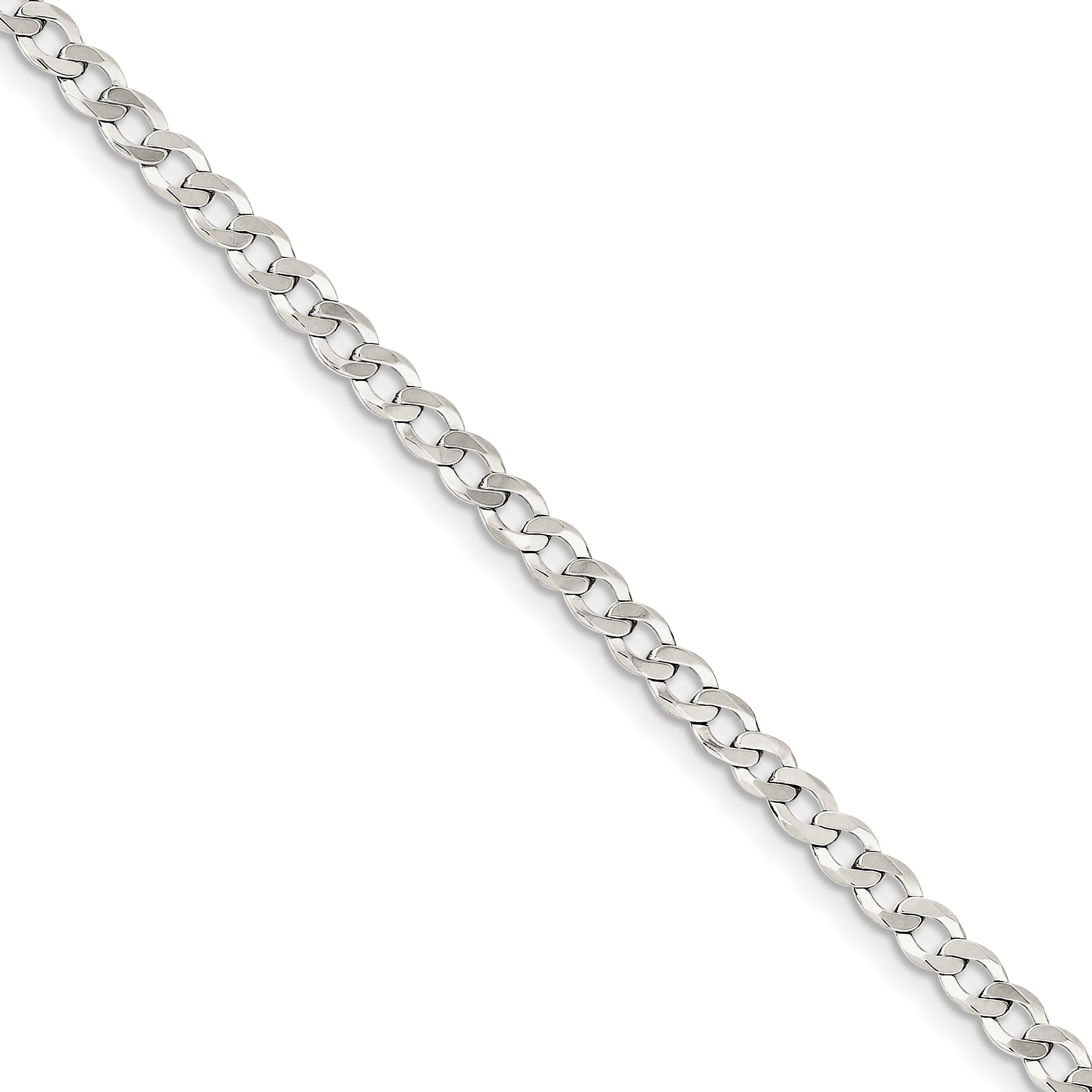 Sterling Silver 4.5mm Close Link Flat Curb Chain