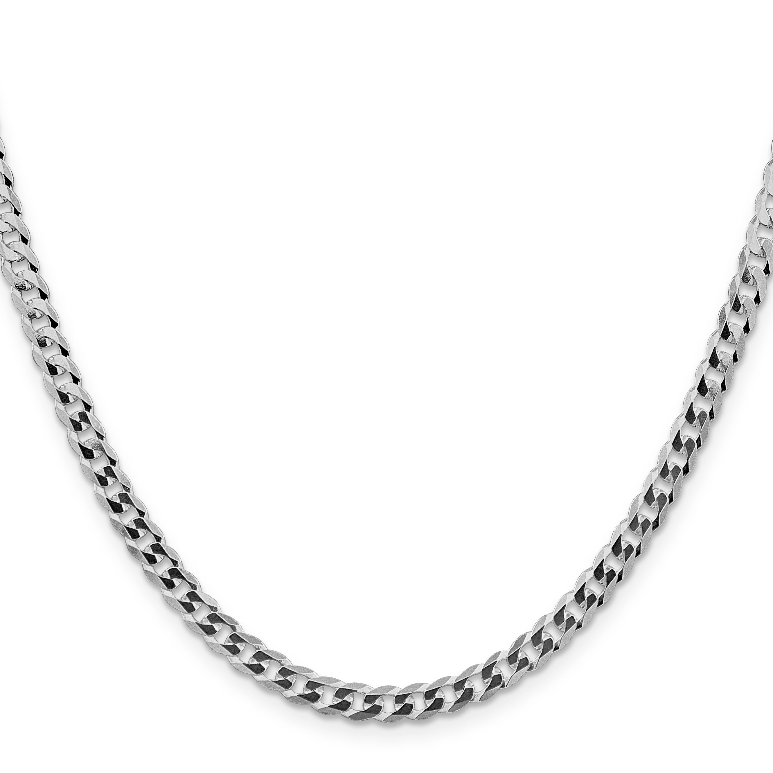 Sterling Silver Rhodium-plated 4.5mm Flat Curb Chain