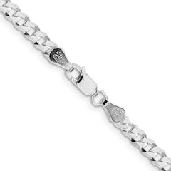 Sterling Silver Rhodium-plated 4.5mm Flat Curb Chain