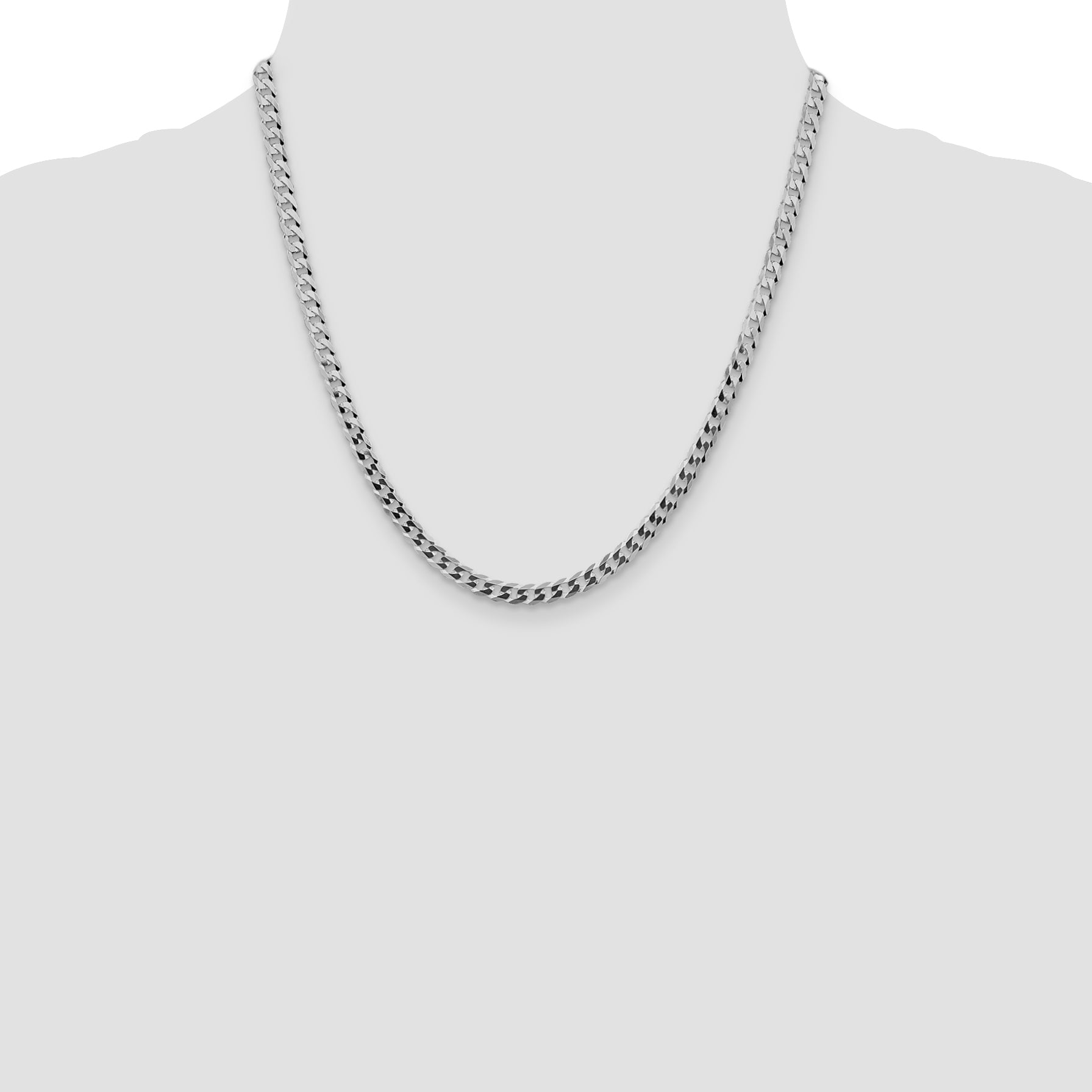 Sterling Silver Rhodium-plated 4.5mm Flat Curb Chain