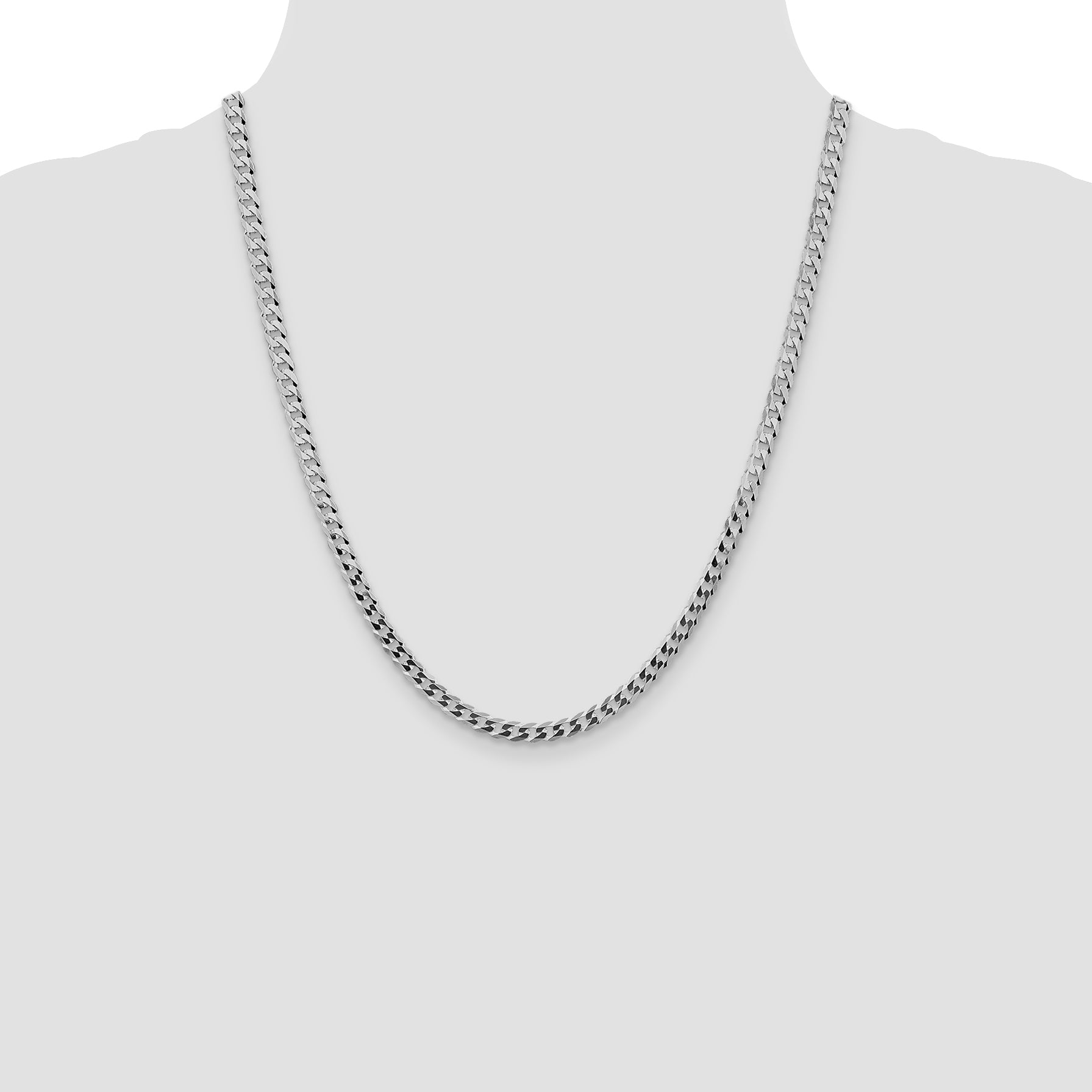 Sterling Silver Rhodium-plated 4.5mm Flat Curb Chain