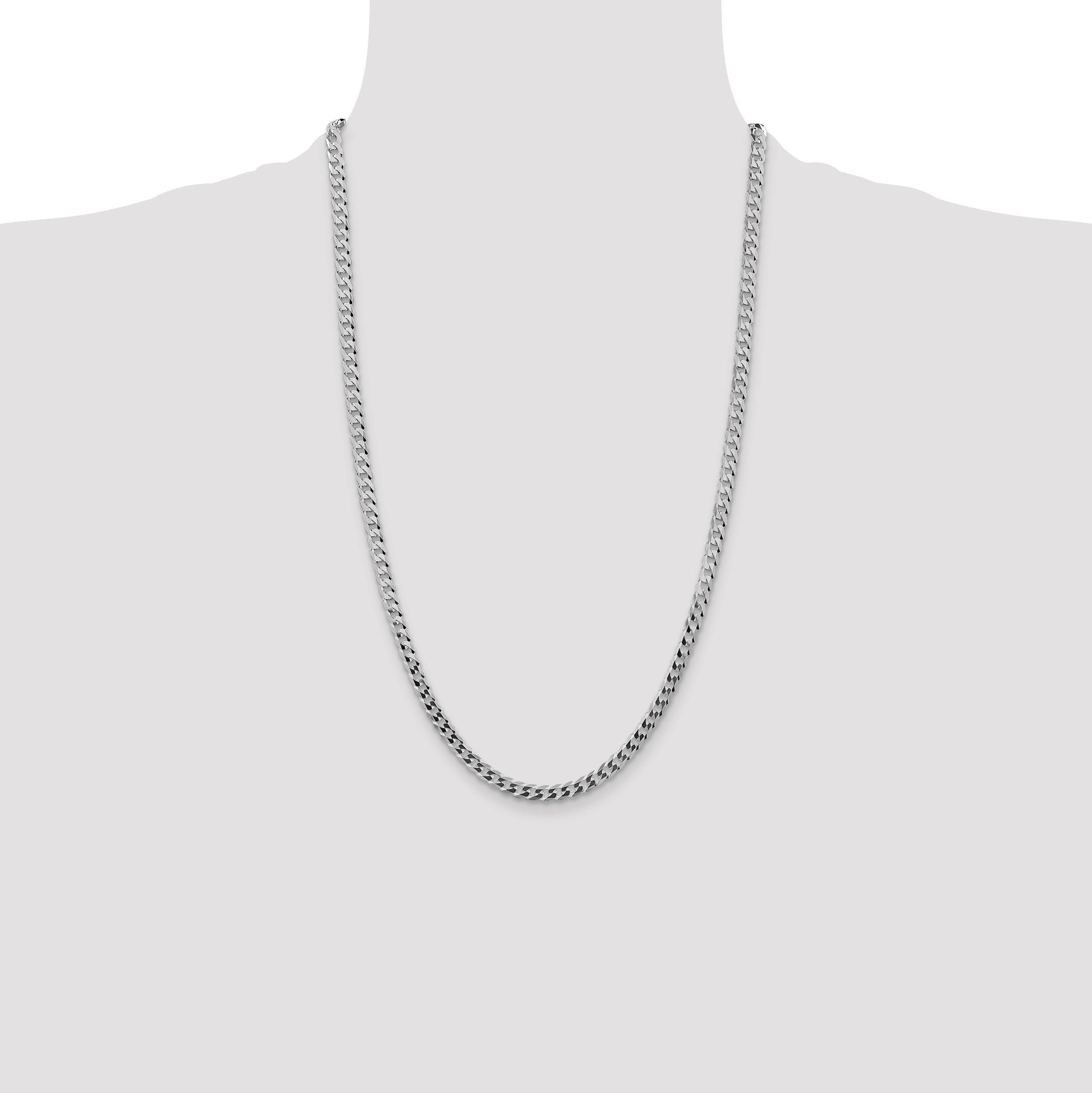 Sterling Silver Rhodium-plated 4.5mm Flat Curb Chain